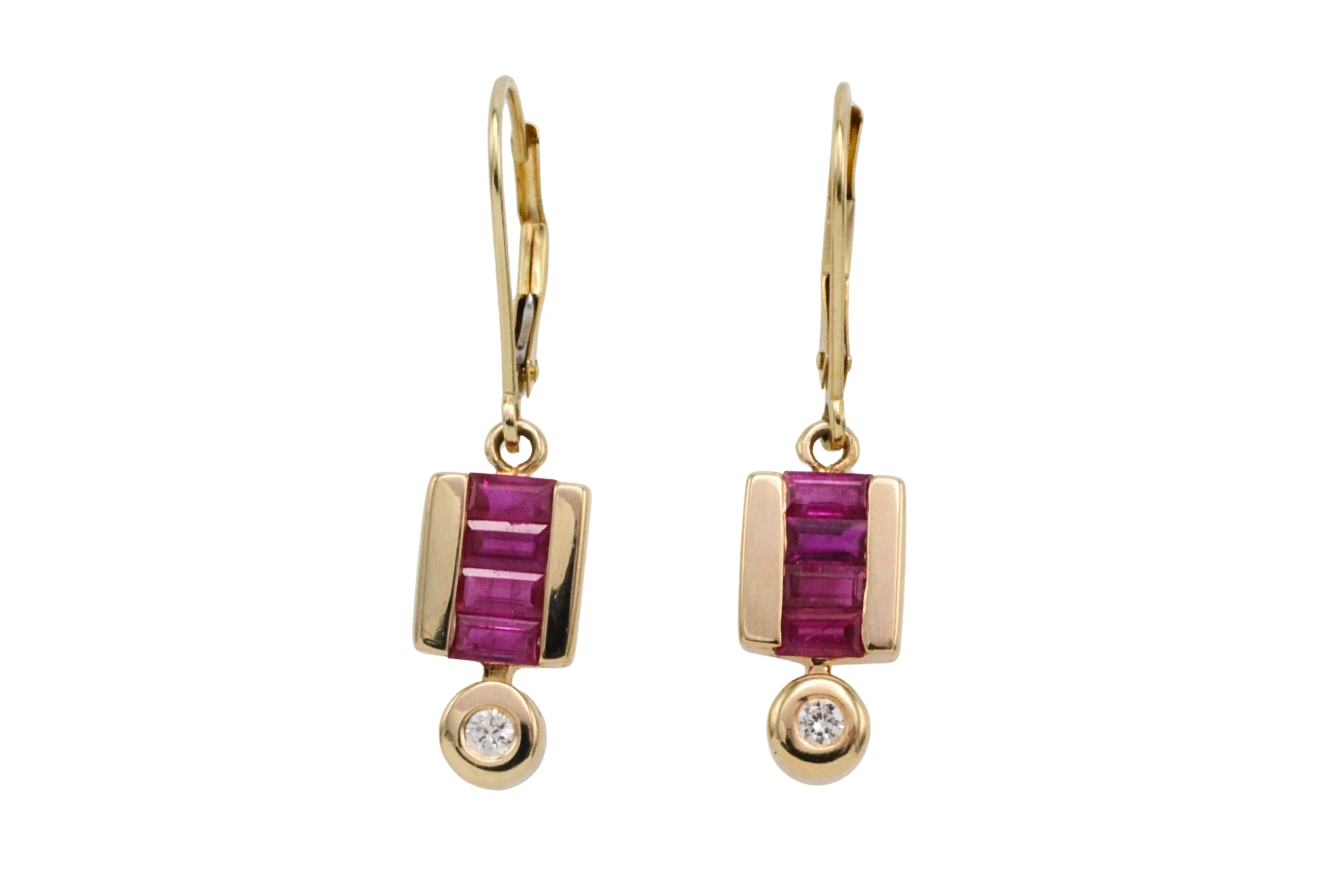 Ruby and diamond earrings in 14 carat gold