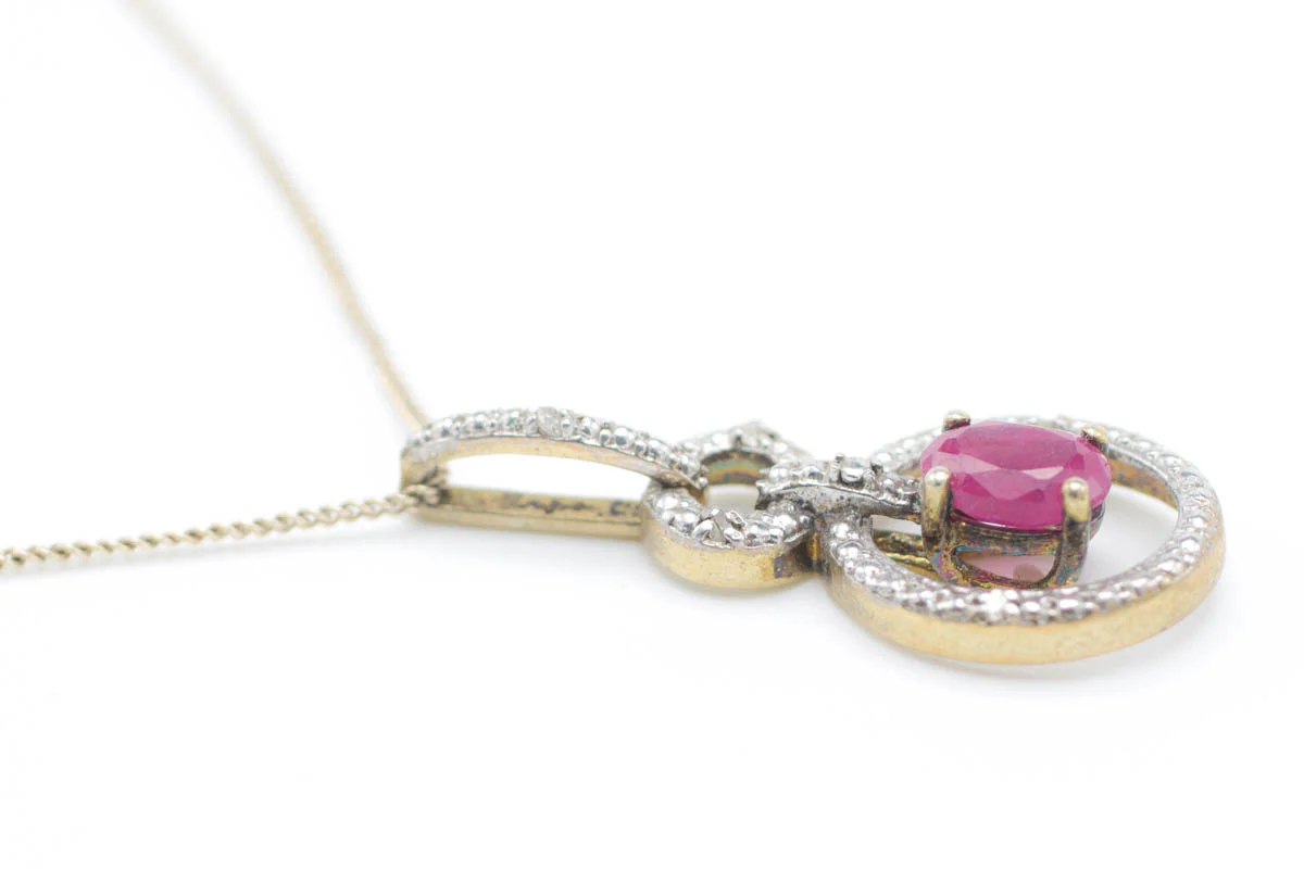 Ruby & Diamond Gold Plated Silver Collier - Image 3