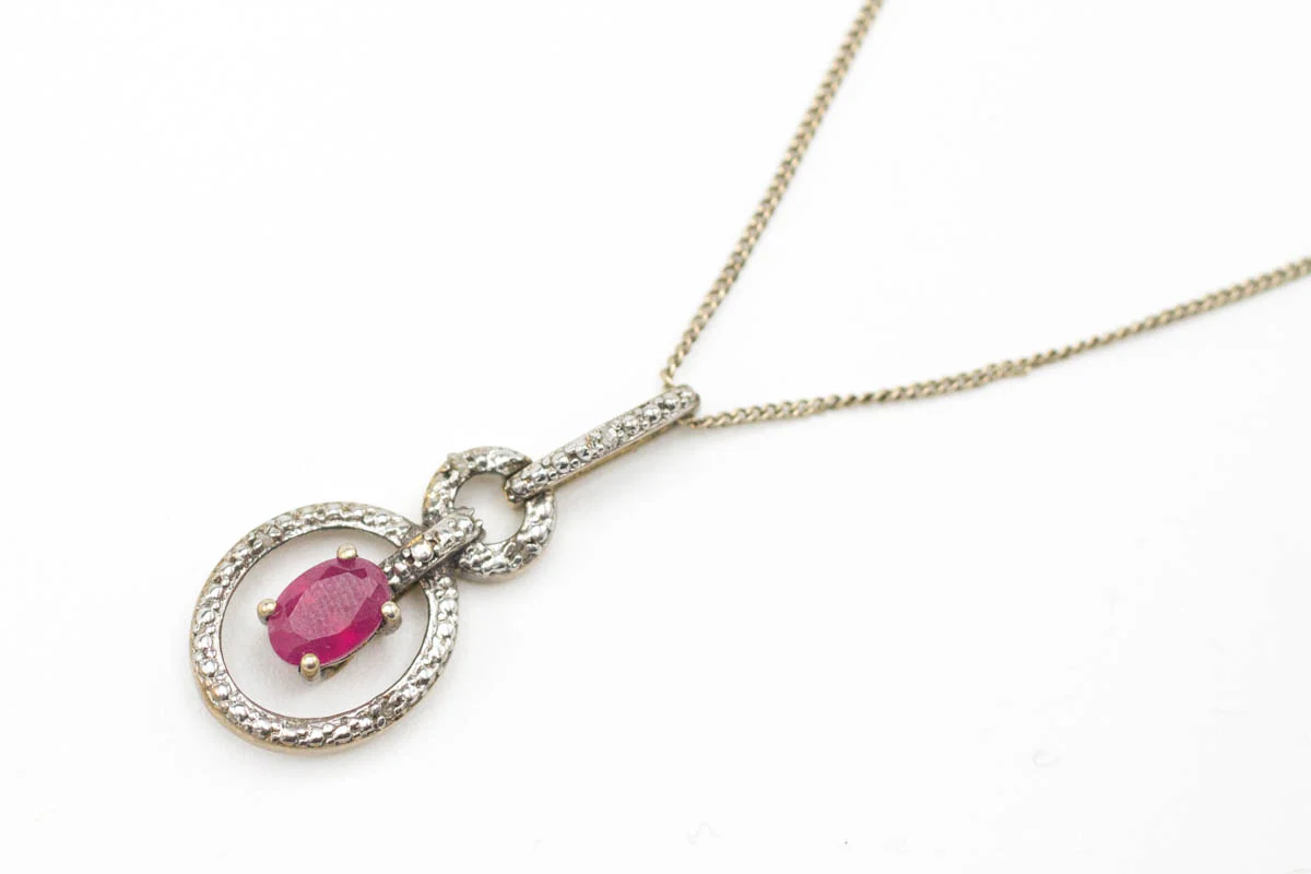 Ruby & Diamond Gold Plated Silver Collier - Image 4