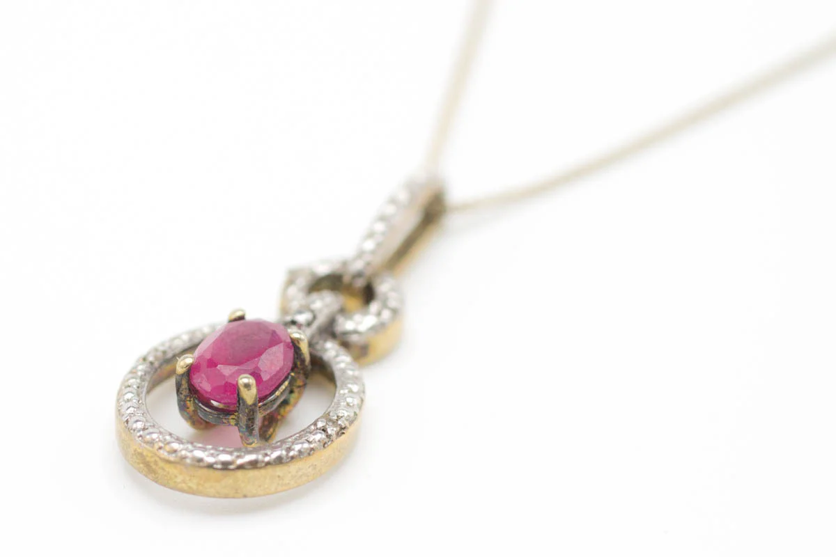 Ruby & Diamond Gold Plated Silver Collier - Image 5