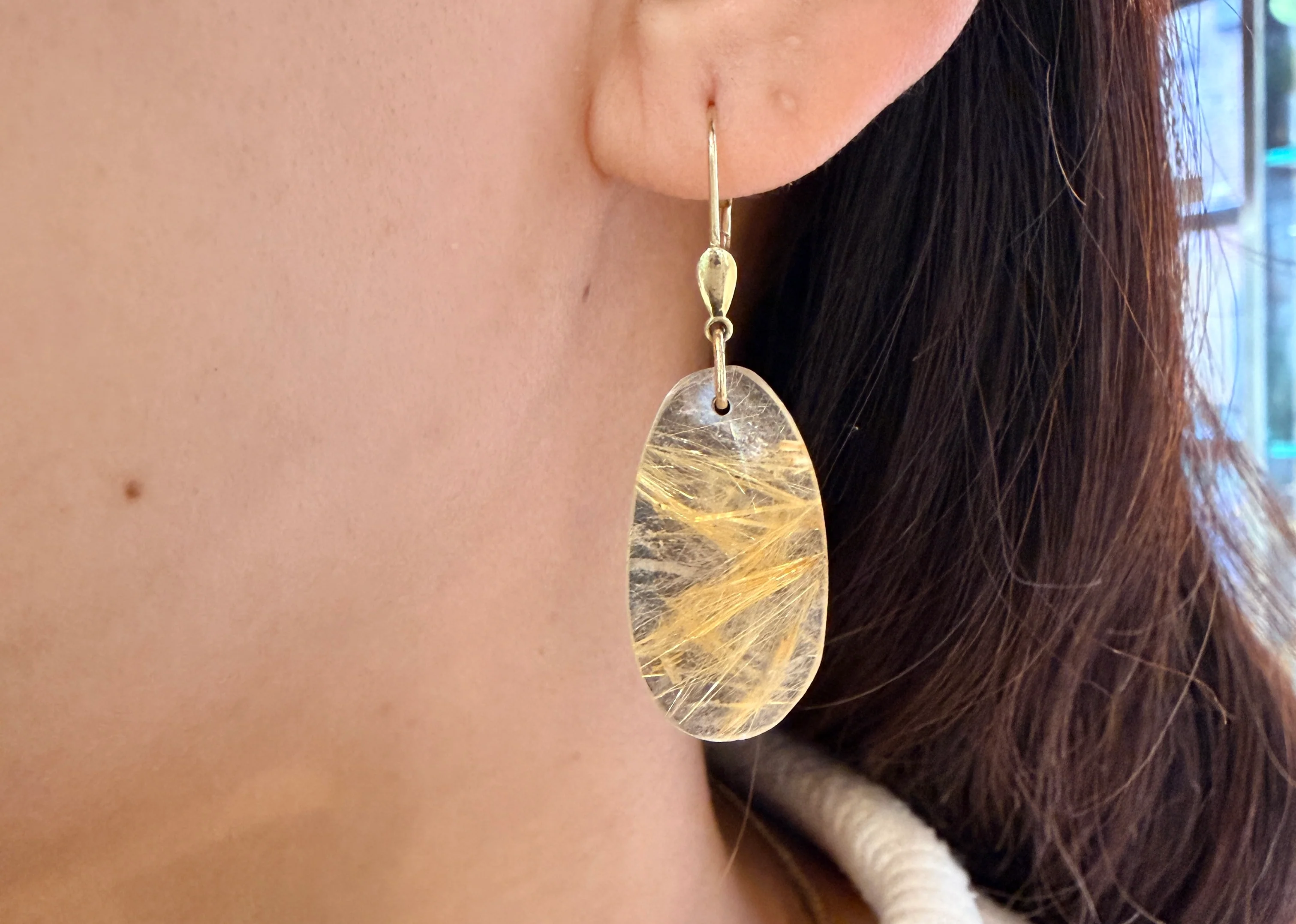 Rutilated quartz pendant earrings - Image 4