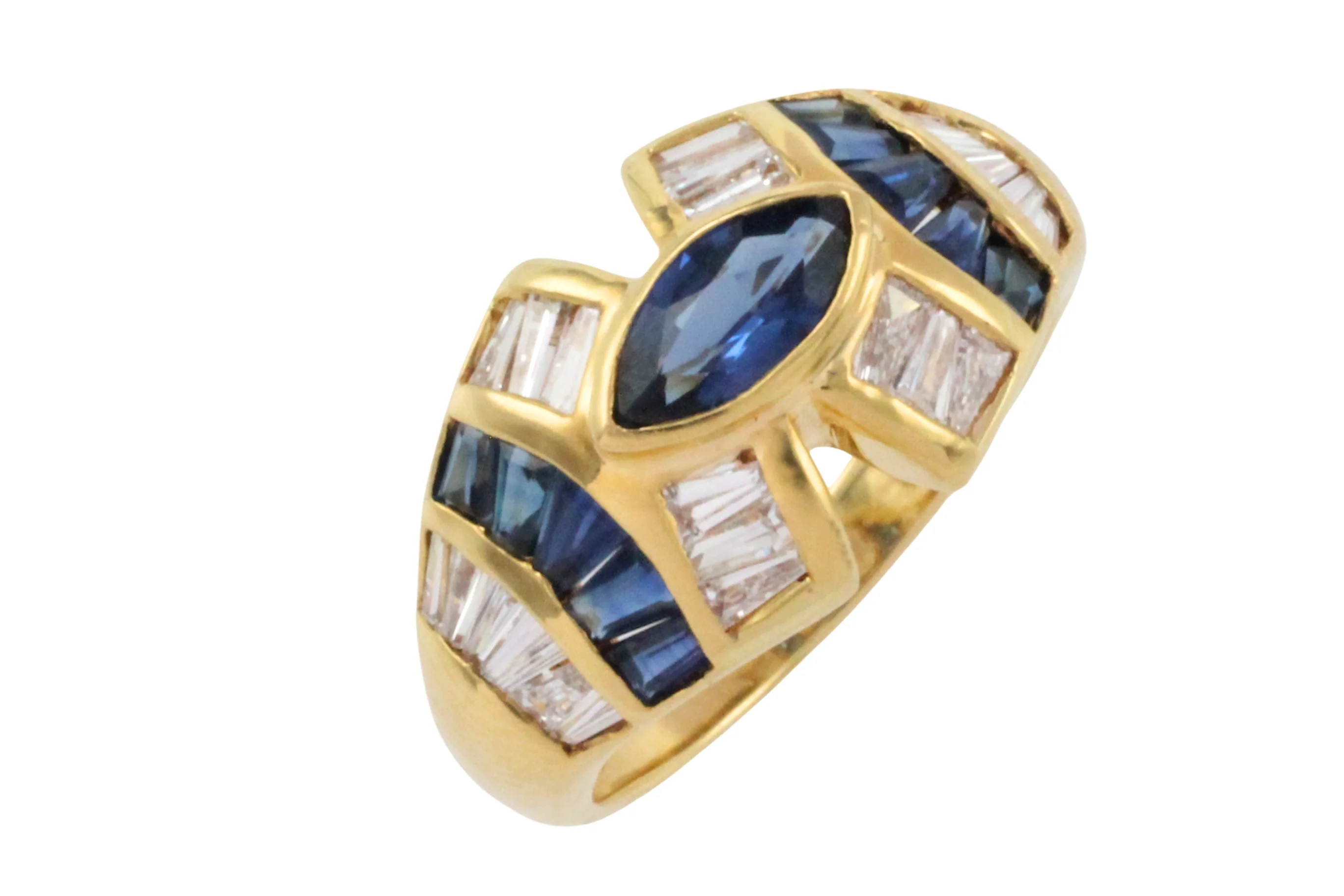 Sapphire and baguette cut diamond ring - Image 2