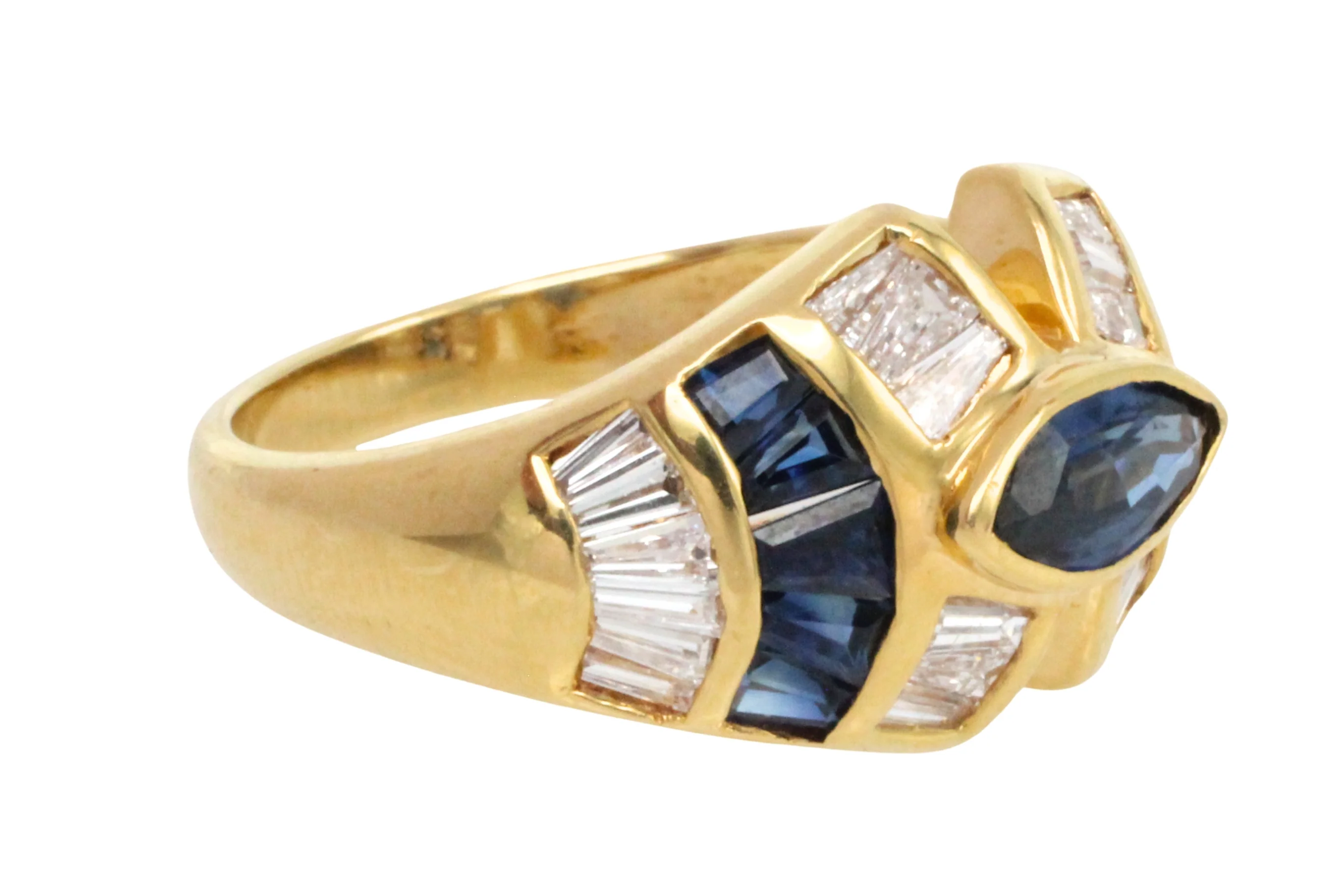 Sapphire and baguette cut diamond ring - Image 5