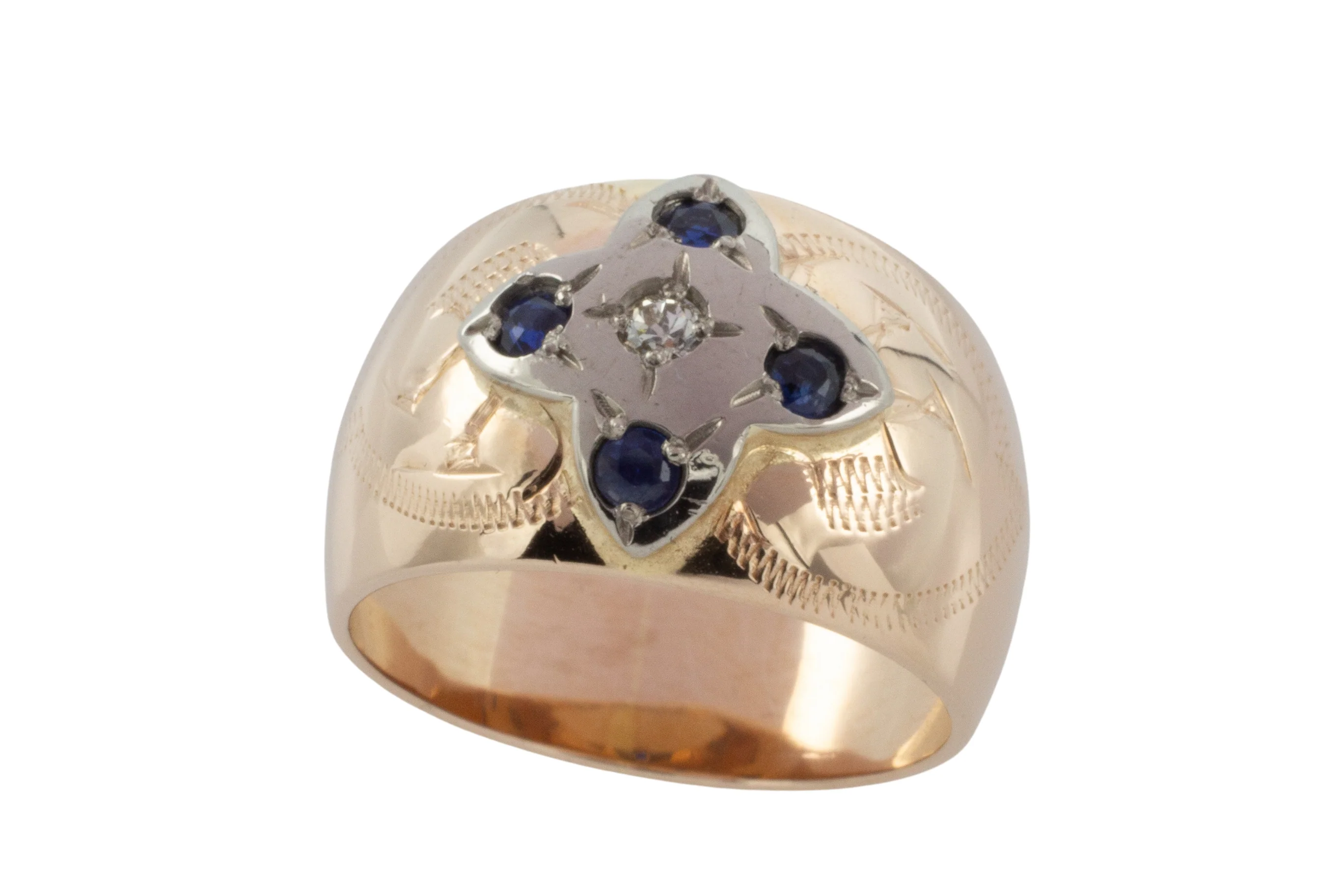 Sapphire and diamond band in 14 carat gold - Image 3