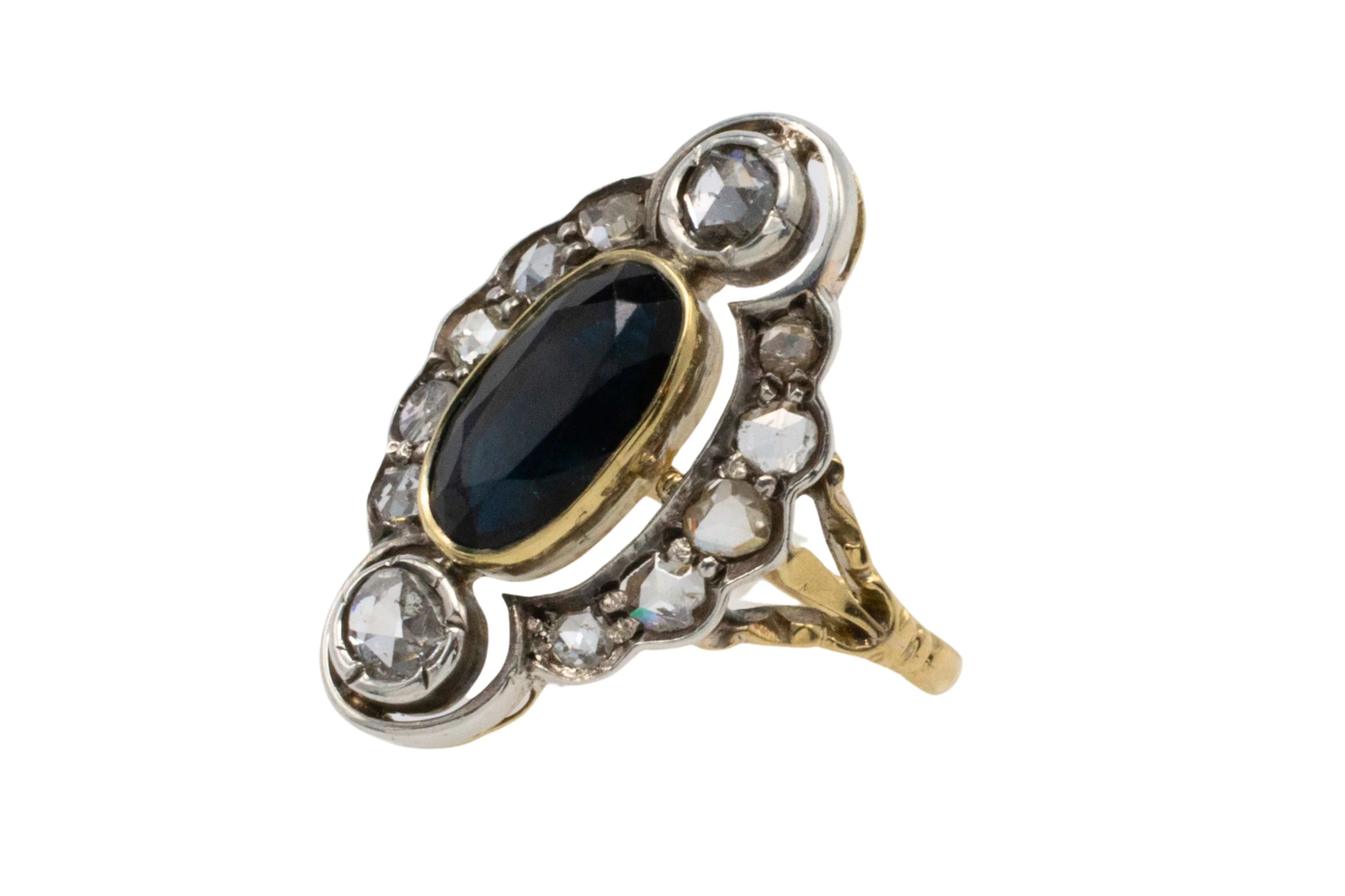 Sapphire and rose diamond marquise ring - Image 3