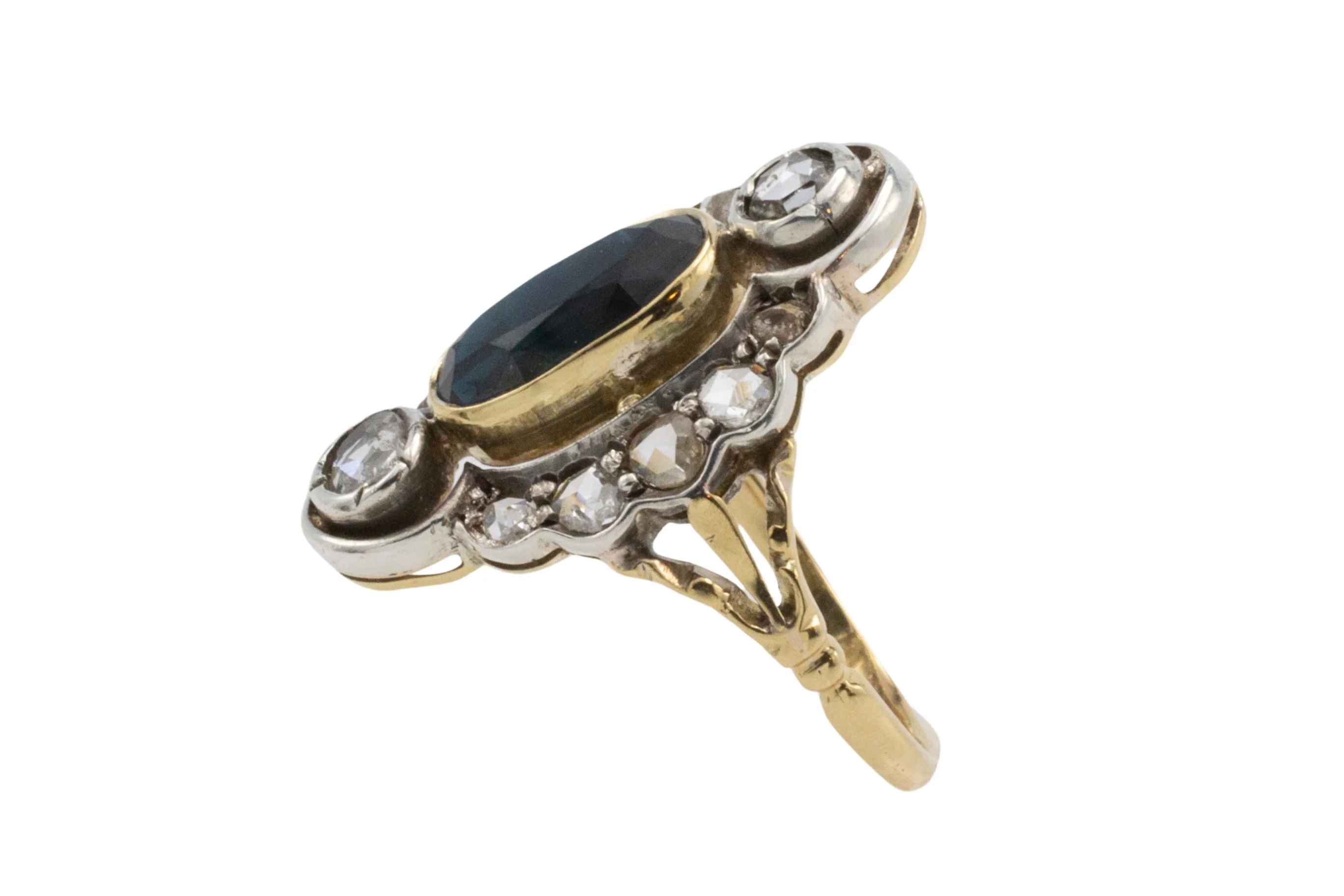 Sapphire and rose diamond marquise ring - Image 4