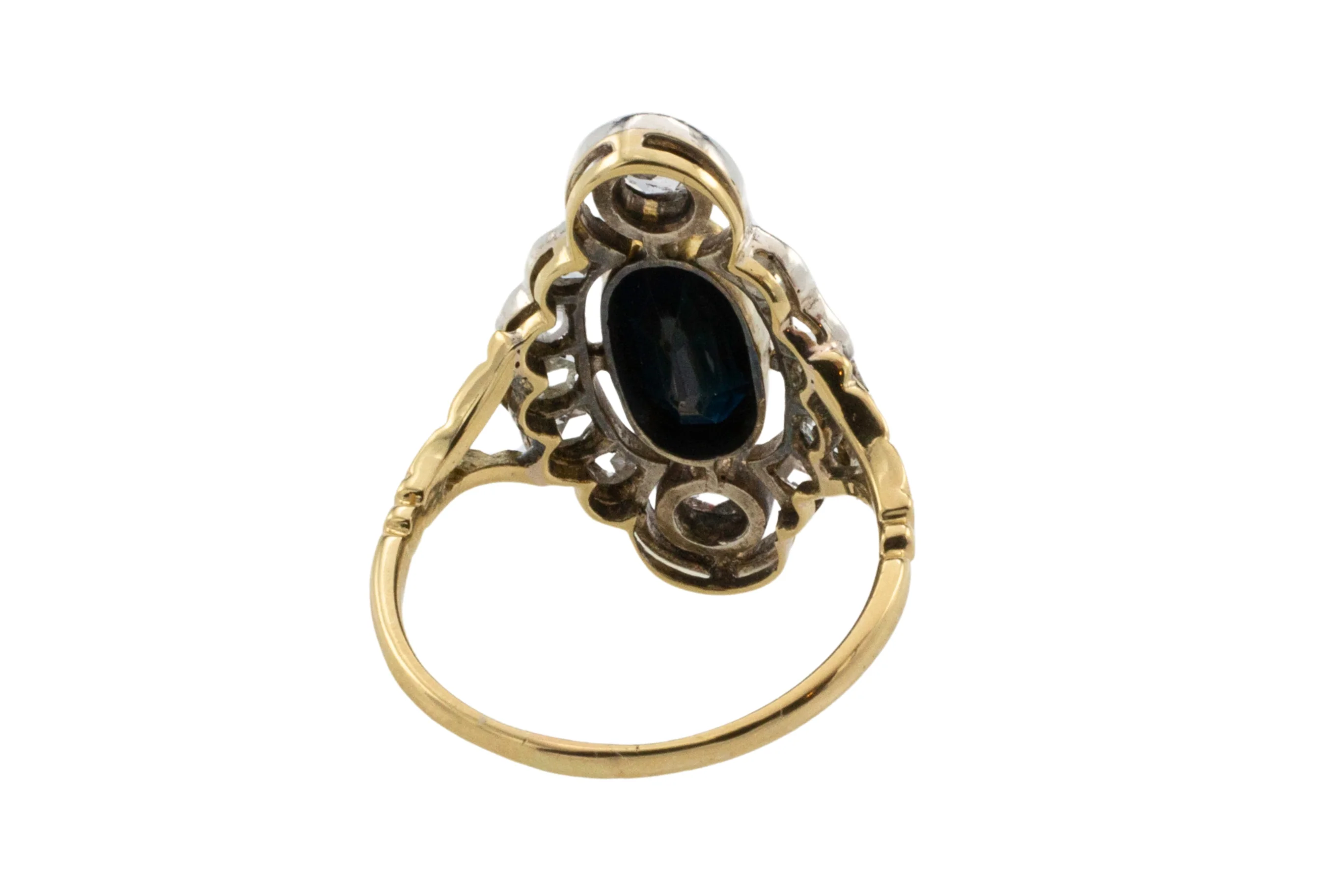 Sapphire and rose diamond marquise ring - Image 5