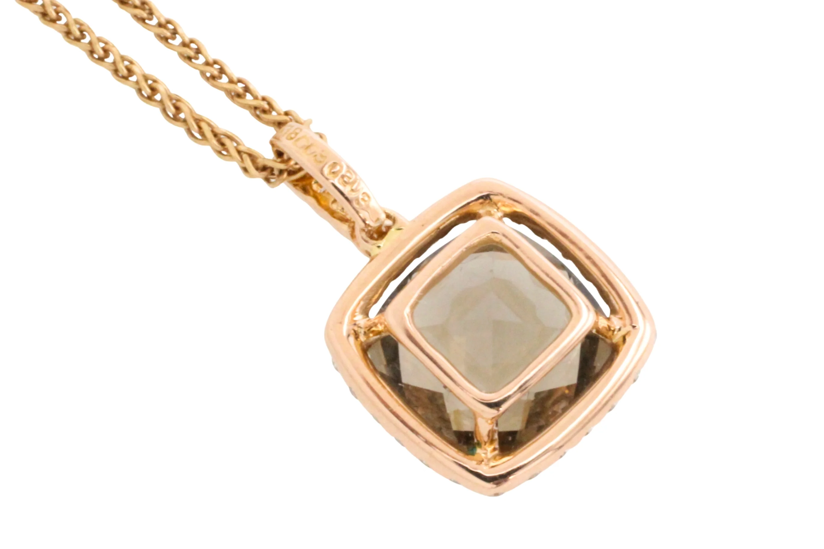Smoked quartz and diamond pendant in 18 carat gold - Image 5