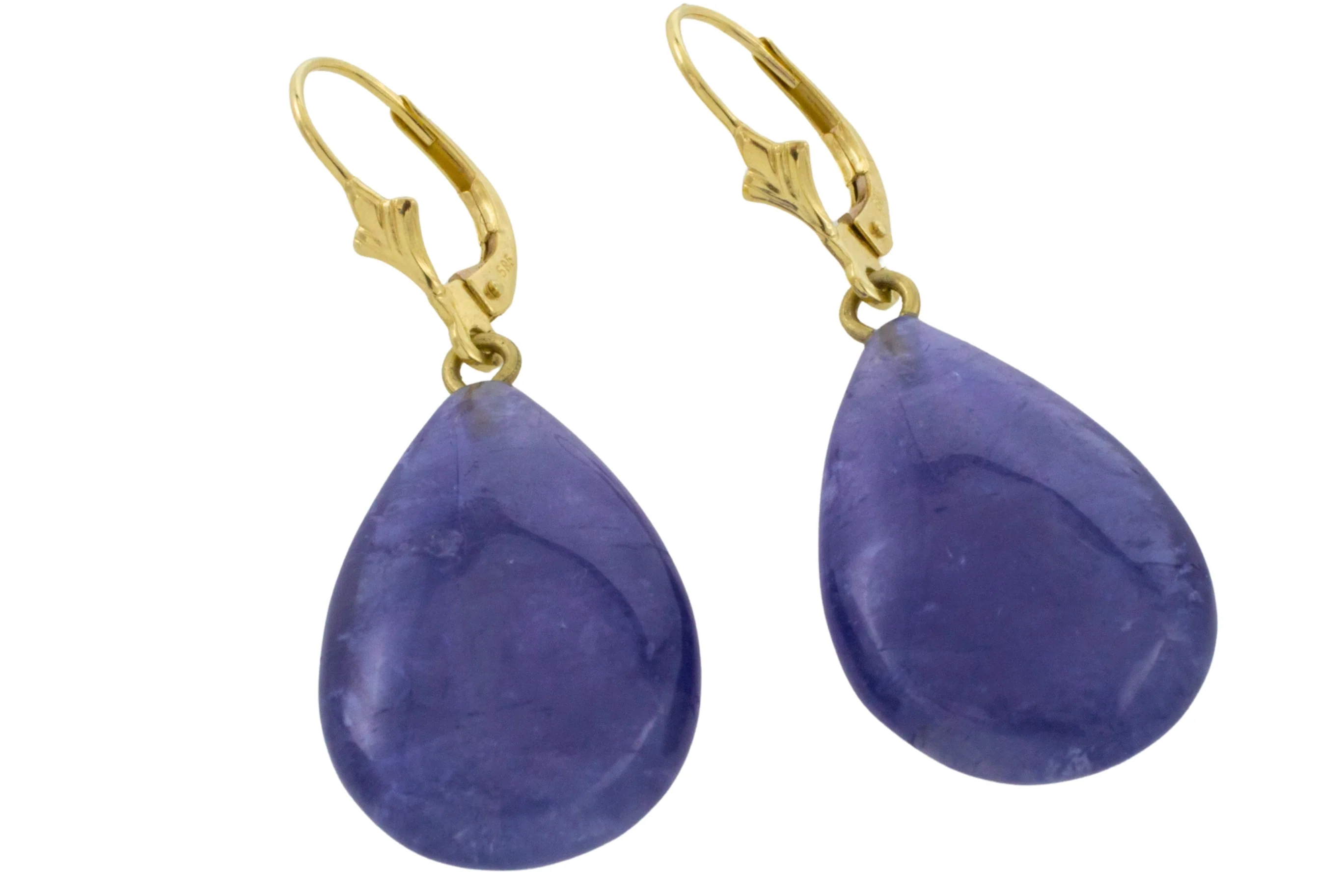 Tanzanite pendant earrings in 14 carat gold