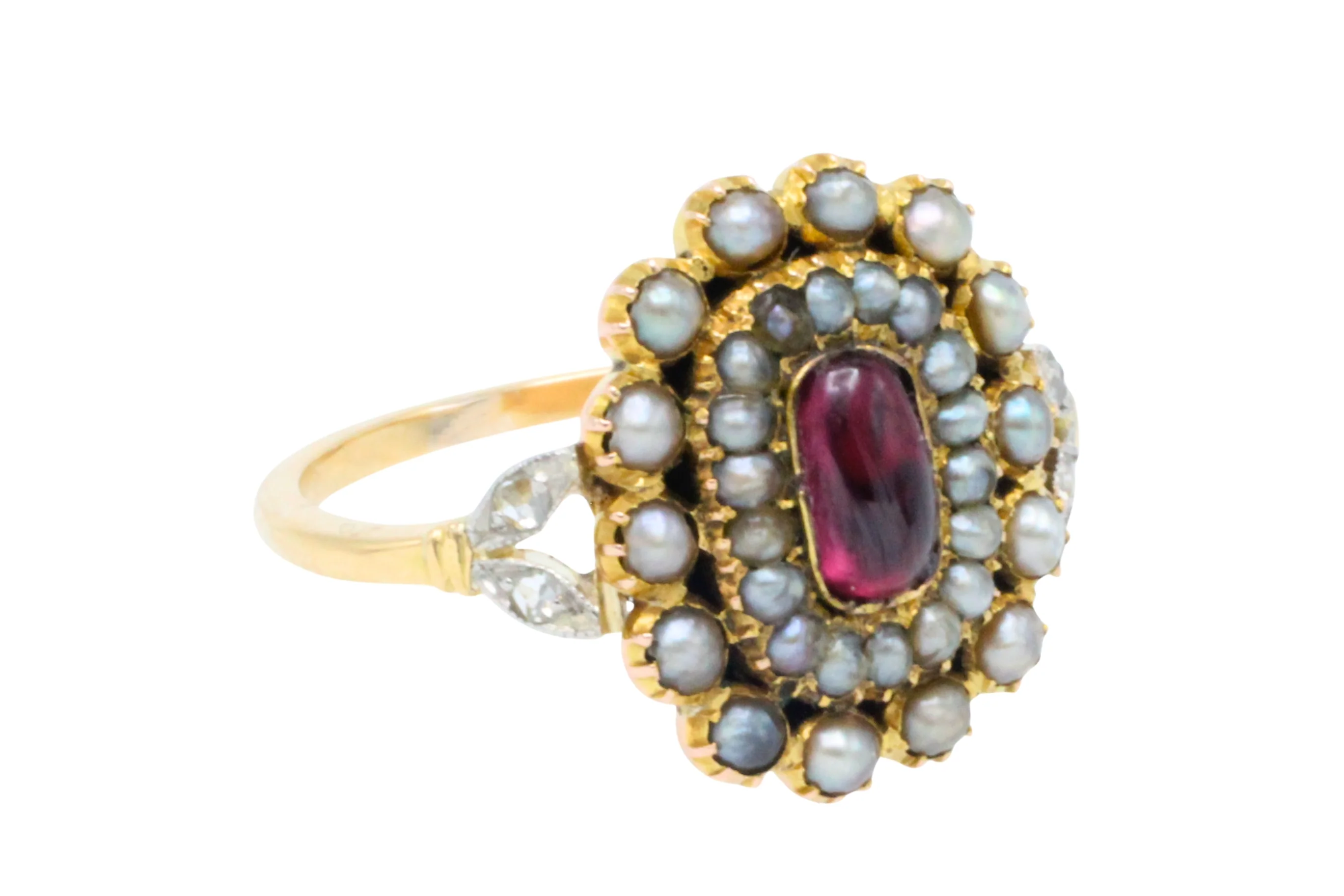Tourmaline pearl and rose diamond ring - Image 3