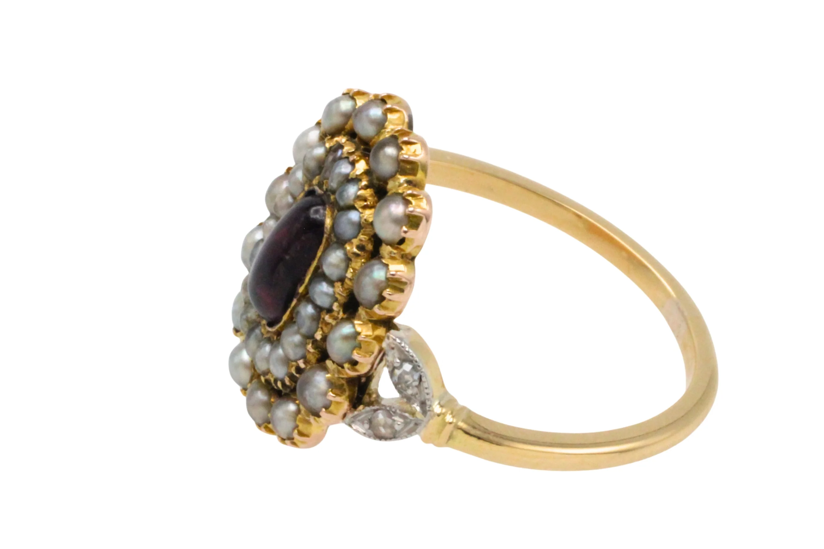 Tourmaline pearl and rose diamond ring - Image 4