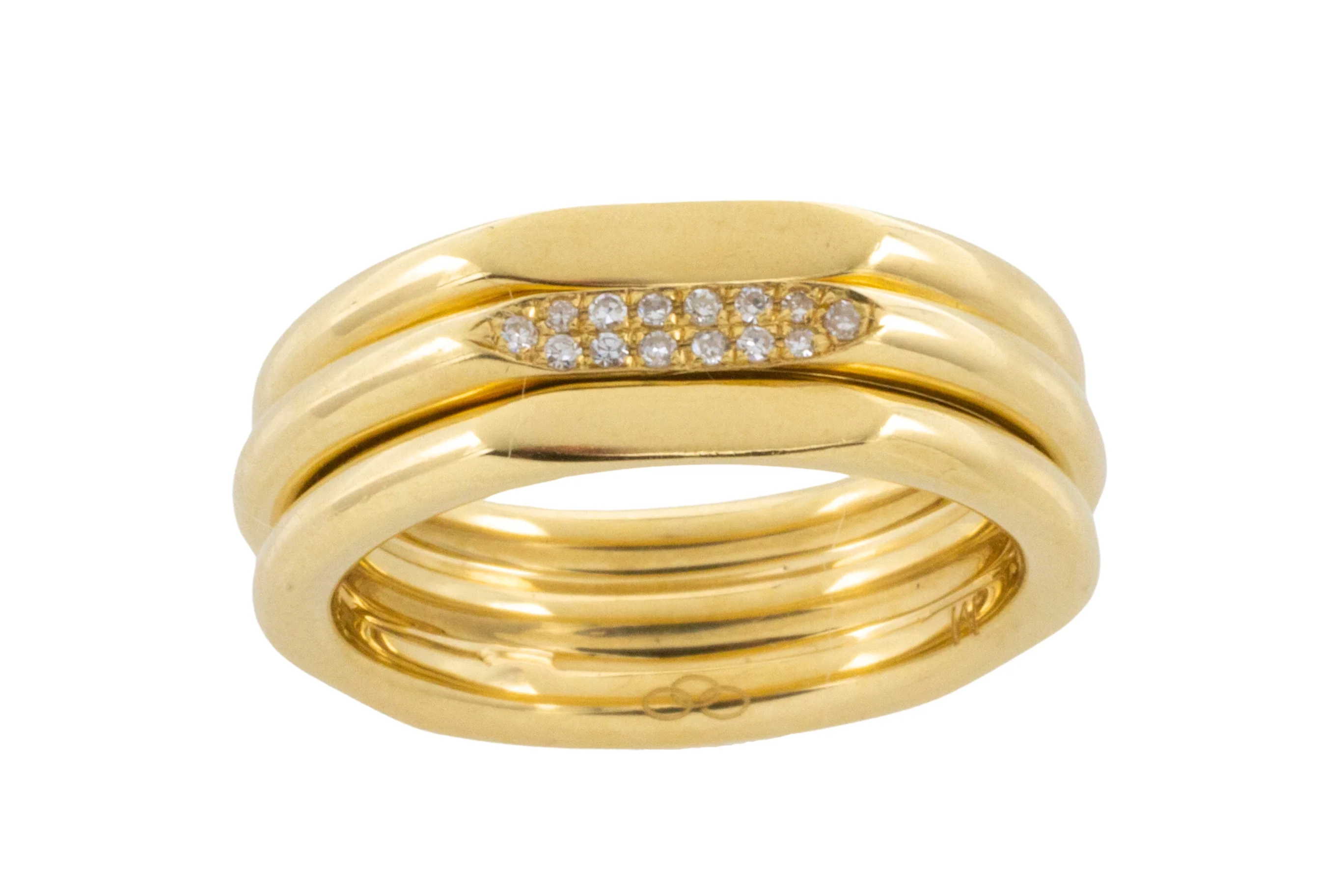Triple band ring with diamonds - Image 2