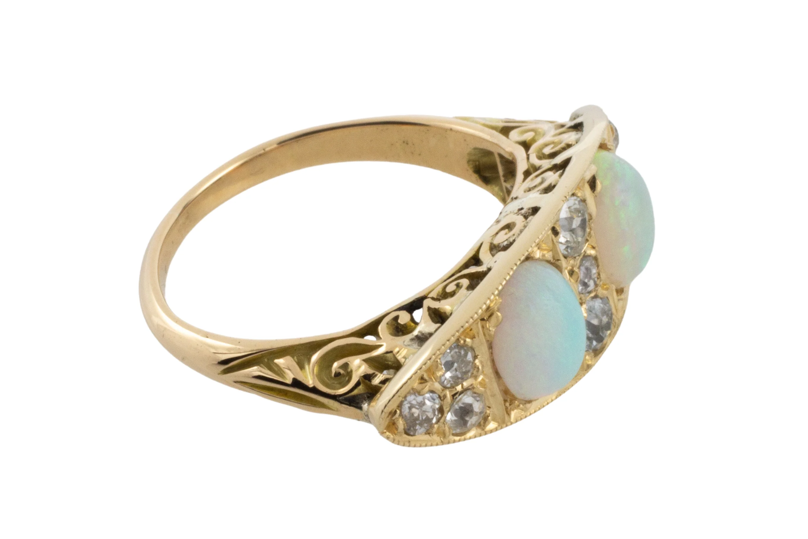 Victorian opal and old cut diamond ring - Image 4