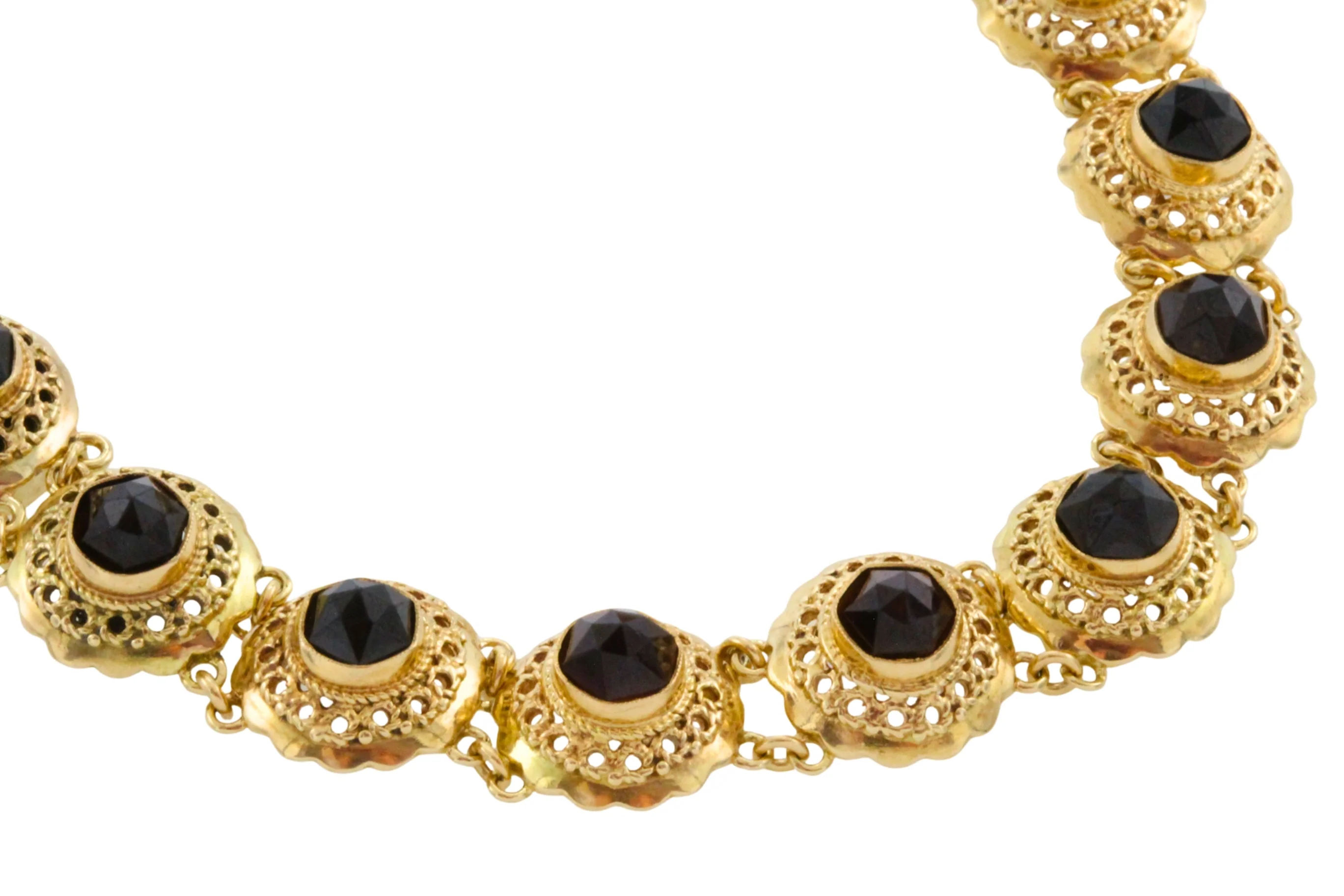 Vintage 14 carat gold link bracelet with garnets - Image 5