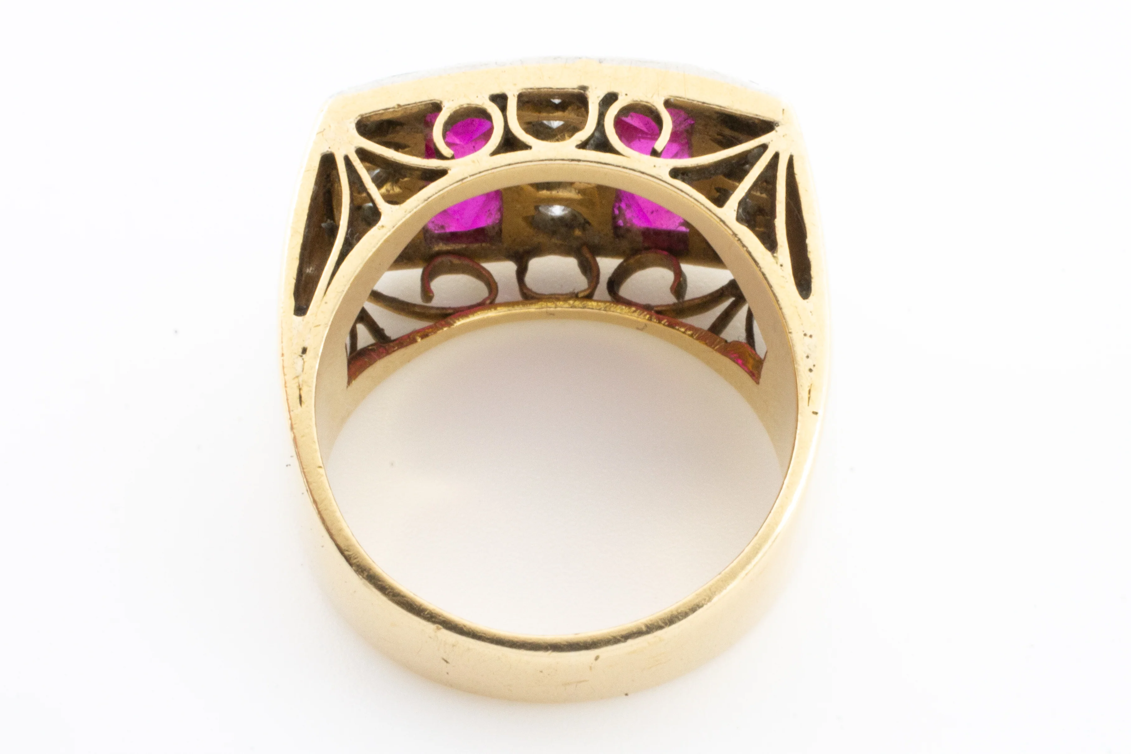 Vintage Art Deco style ring with synthetic rubies and diamonds - Image 4