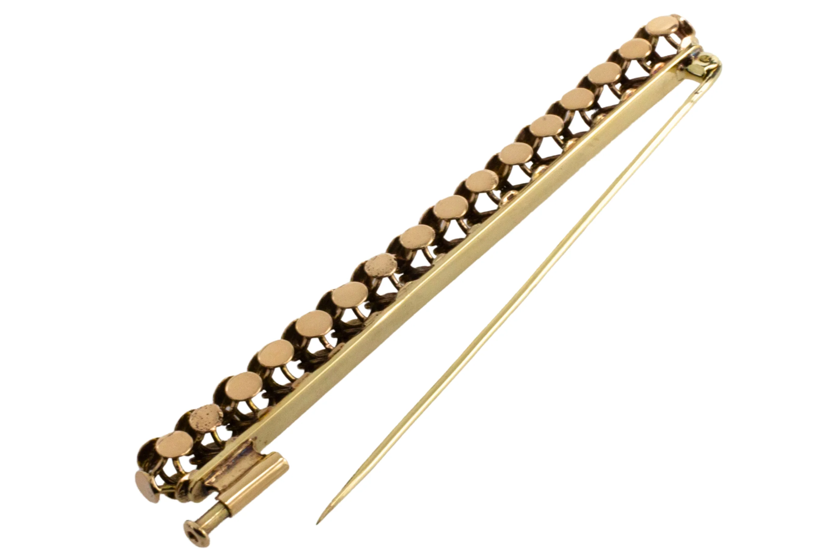Vintage bar brooch in 14 carat gold - Image 4
