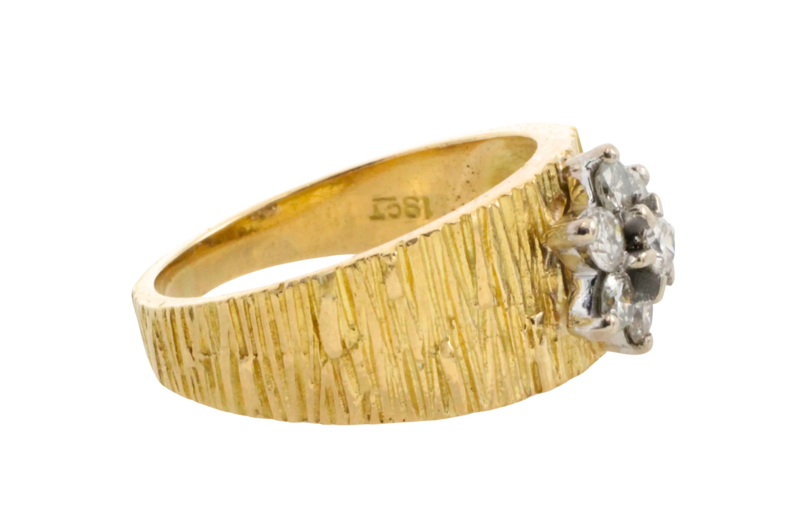 Vintage bark textured diamond ring - Image 5
