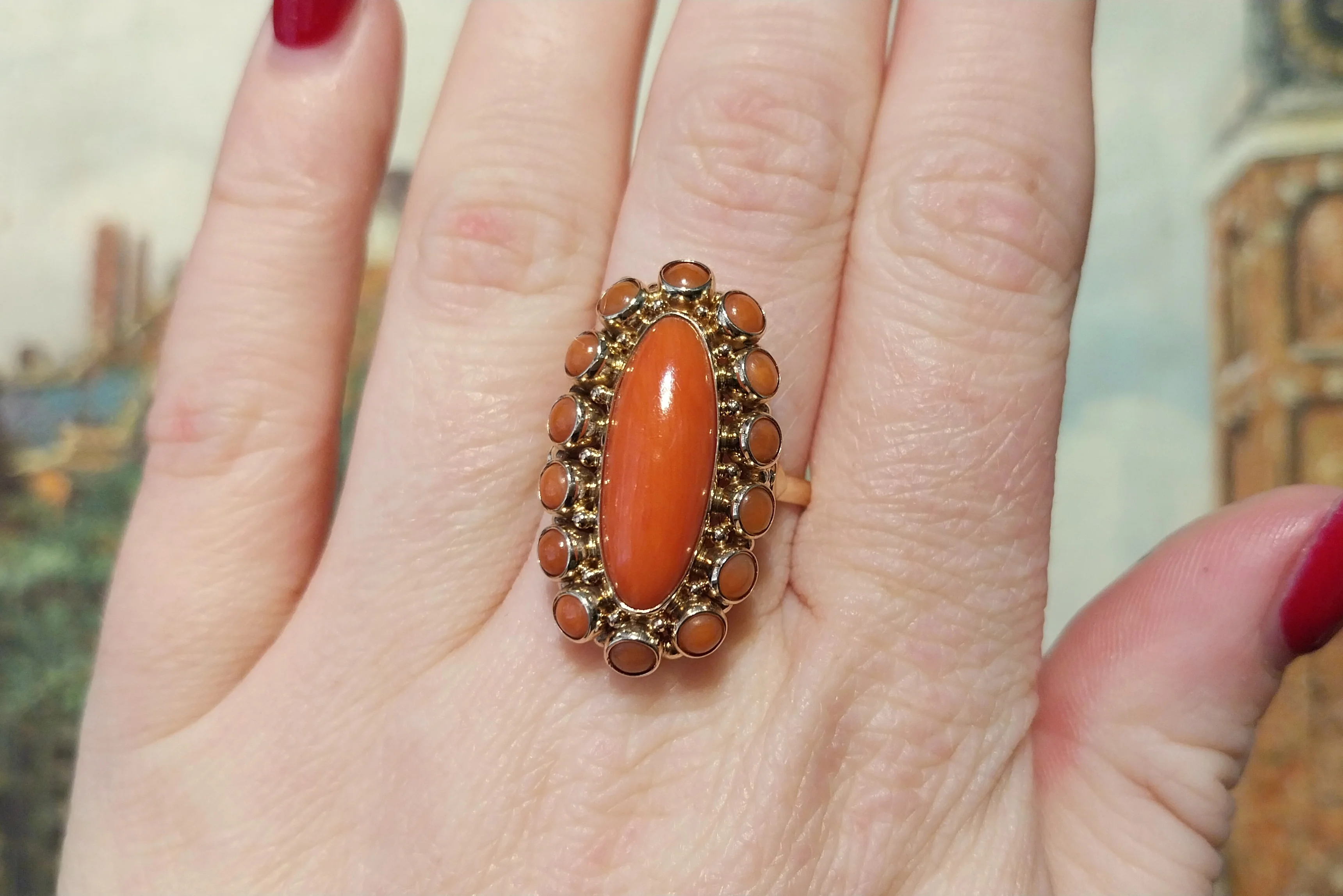 Vintage cabochon cluster ring - Image 6