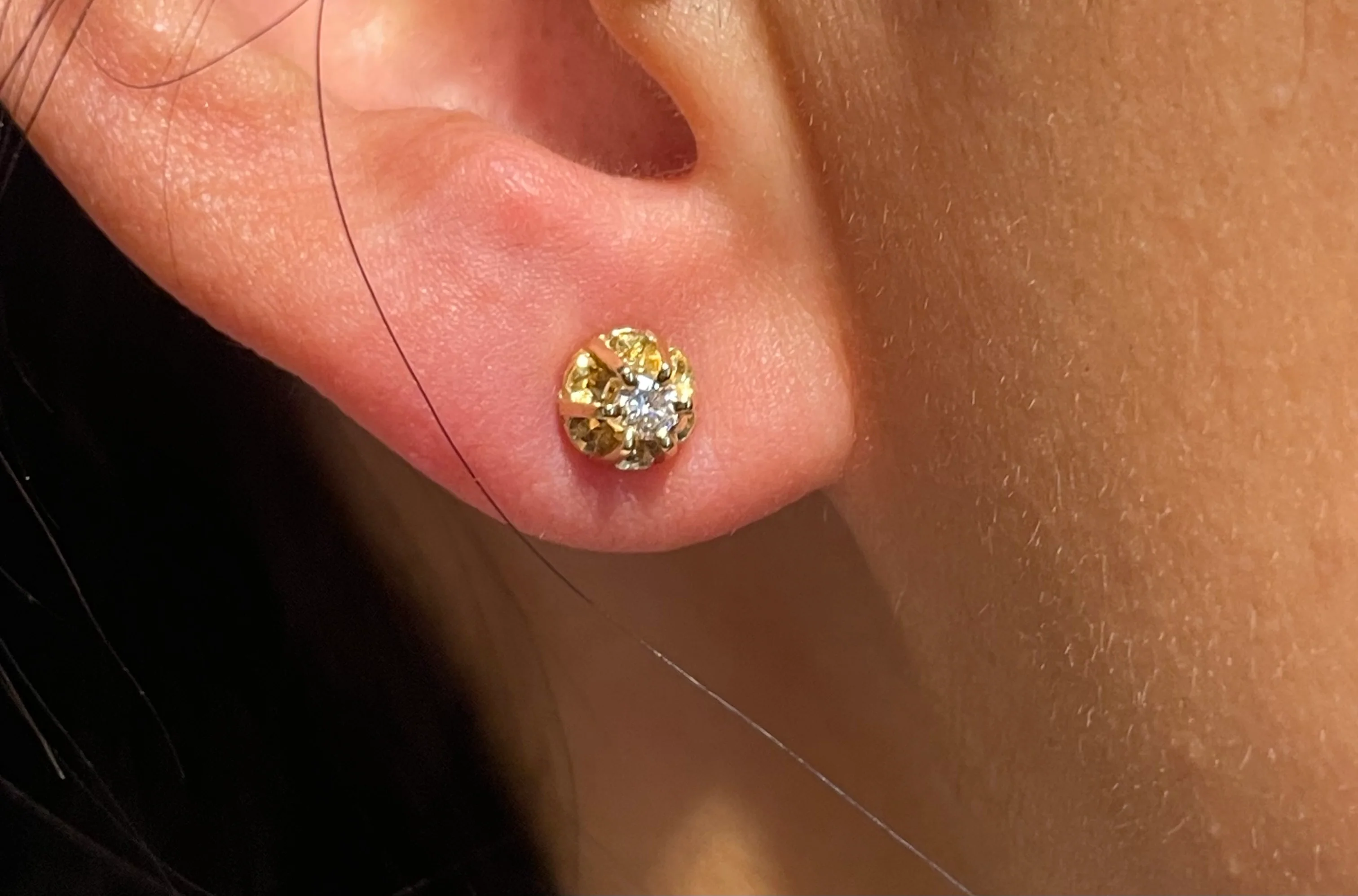 Vintage diamond studs in 14 carat gold - Image 5