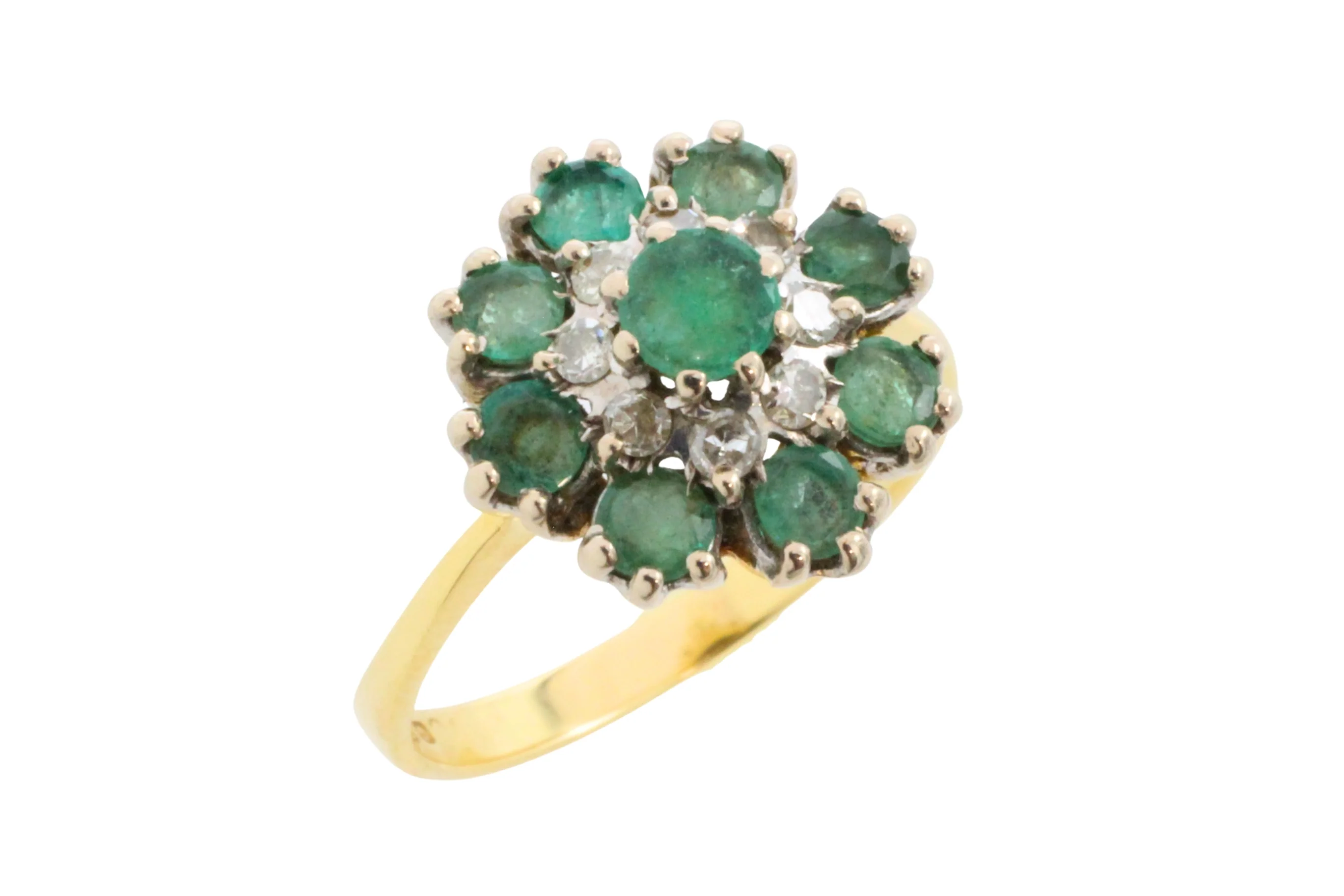 Vintage emerald and diamond cluster ring - Image 2