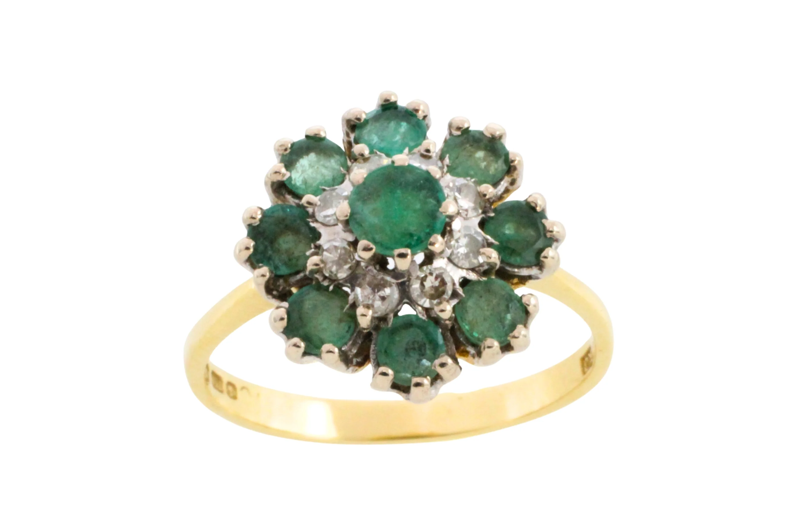 Vintage emerald and diamond cluster ring - Image 4