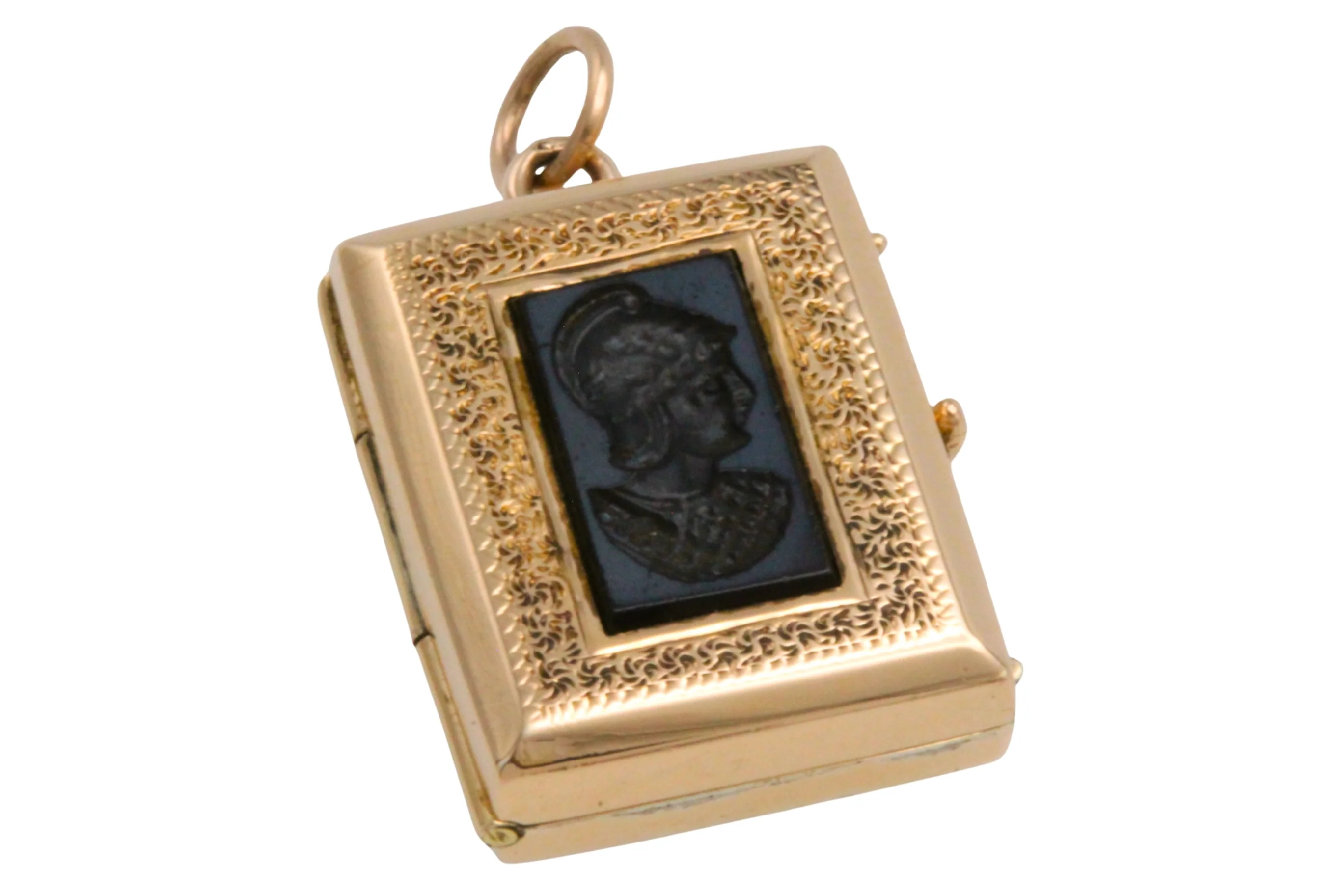 Vintage intaglio photo locket in 14 carat gold