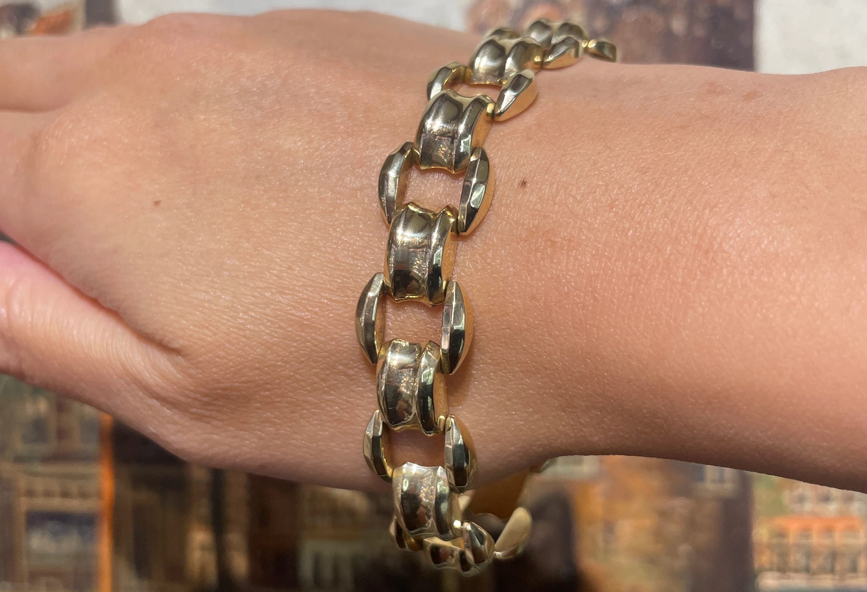 Vintage link bracelet in 14 carat gold - Image 8