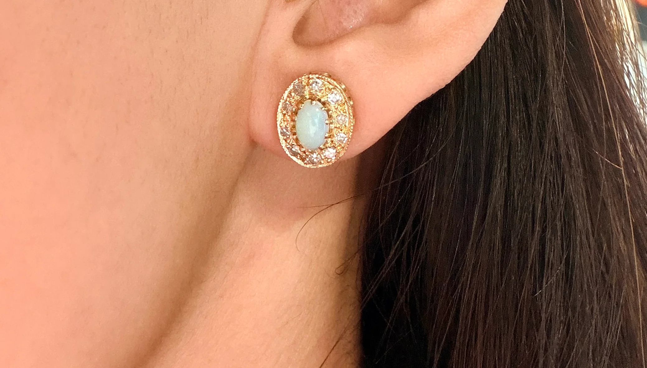 Vintage opal and diamond studs - Image 5