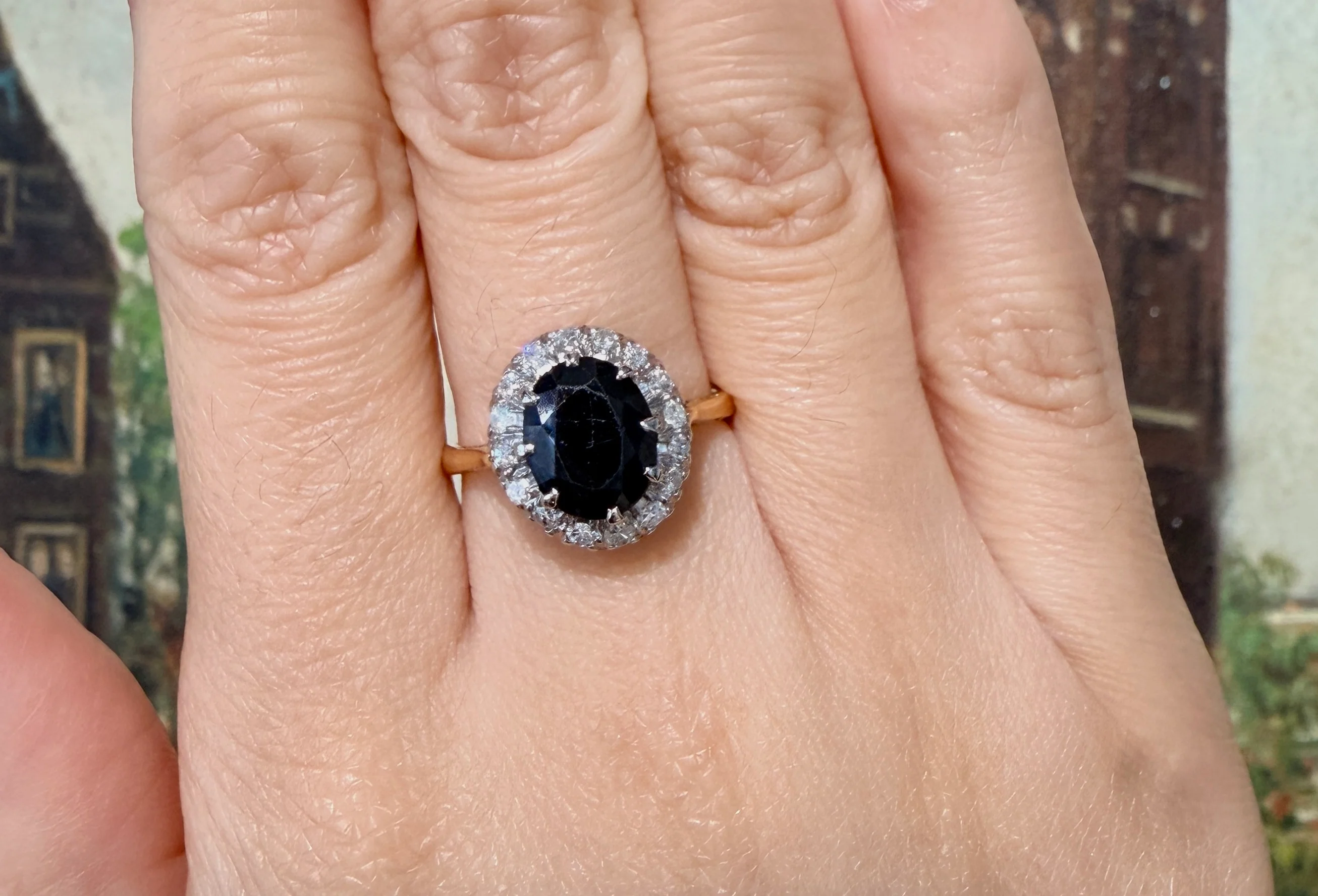 Vintage sapphire and diamond cluster ring - Image 8