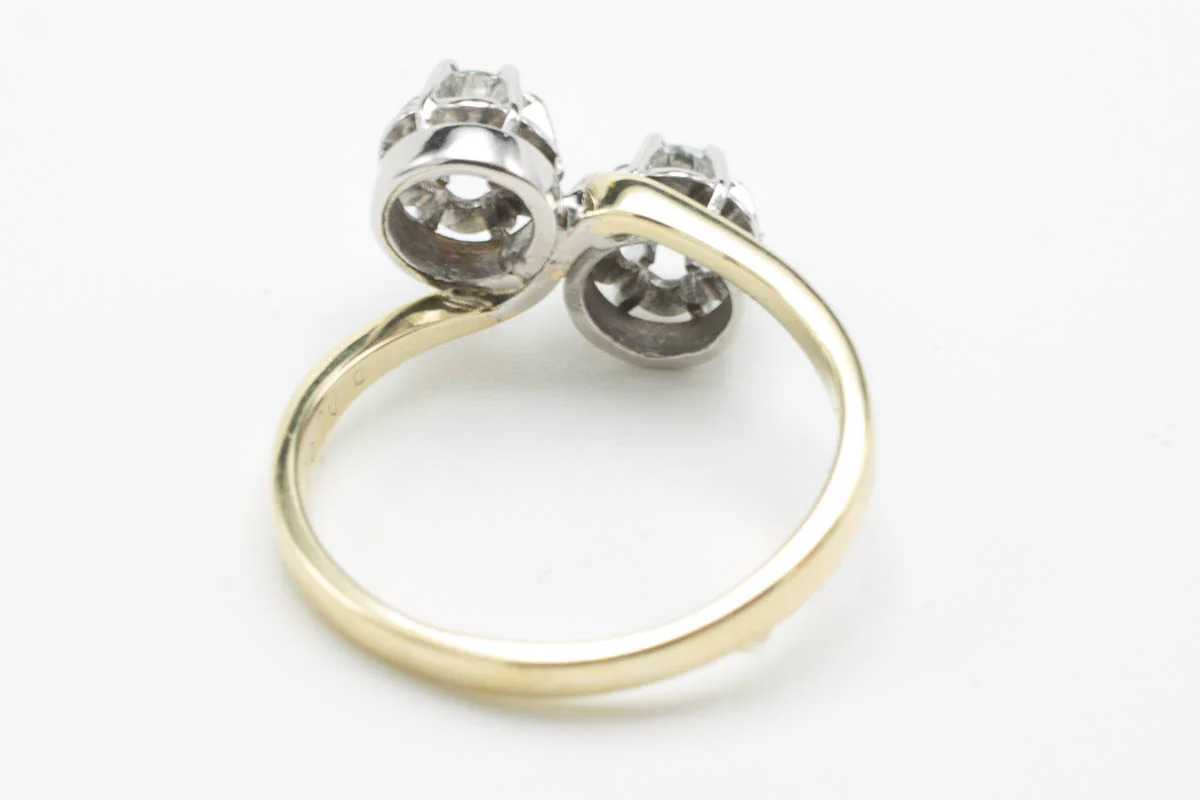 Vintage Toi et Moi diamond gold ring - Image 4