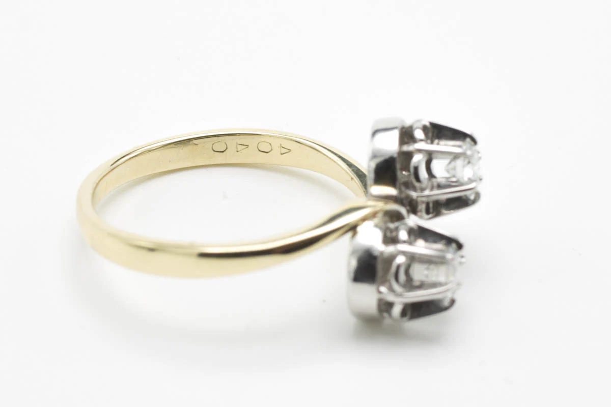 Vintage Toi et Moi diamond gold ring - Image 5