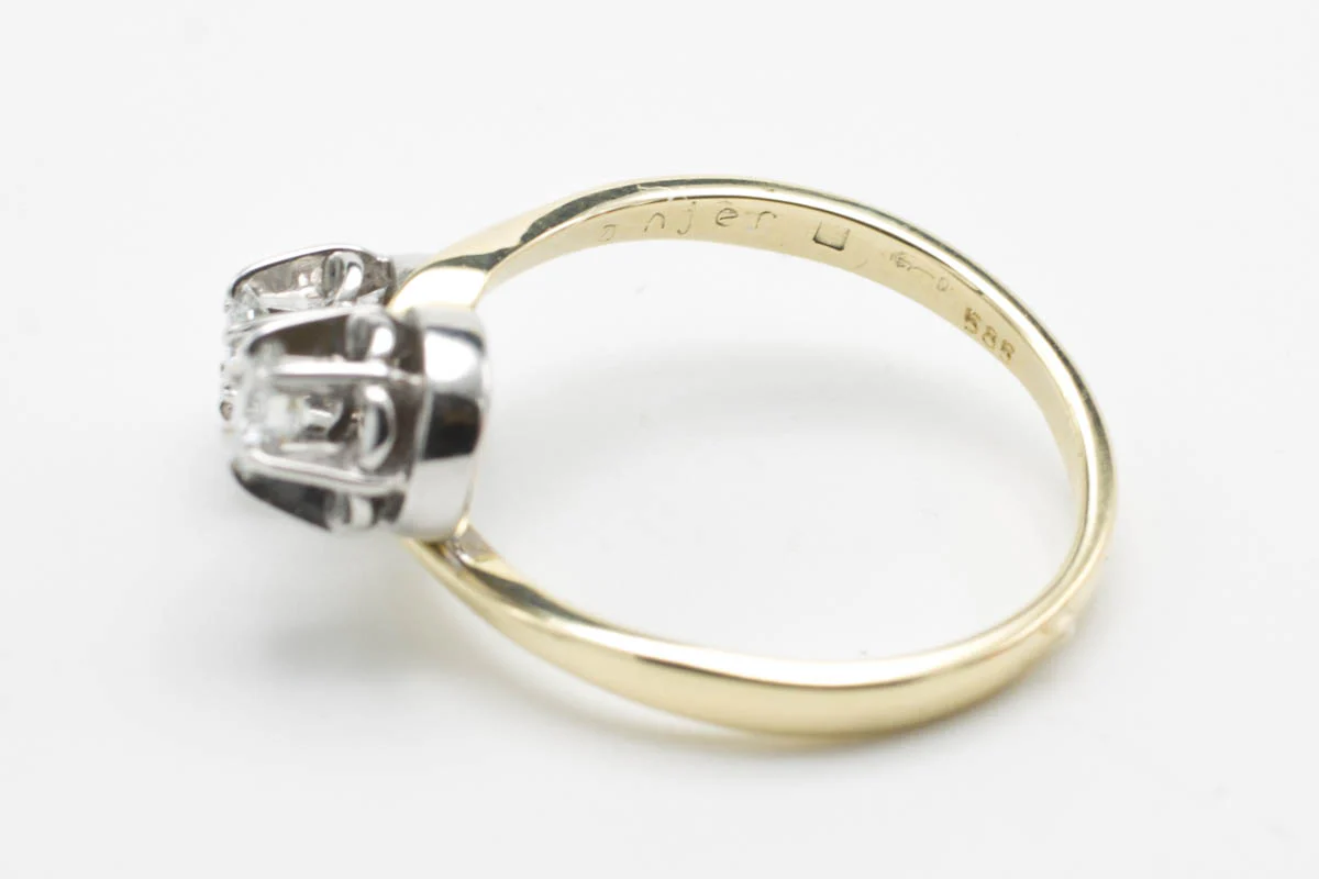 Vintage Toi et Moi diamond gold ring - Image 6