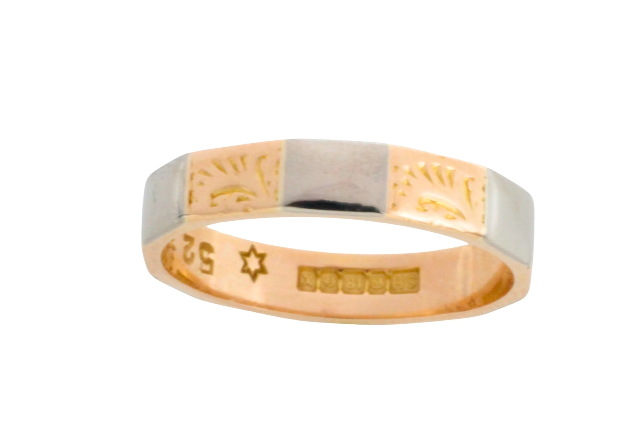 Vintage yellow and white gold wedding band - Image 4