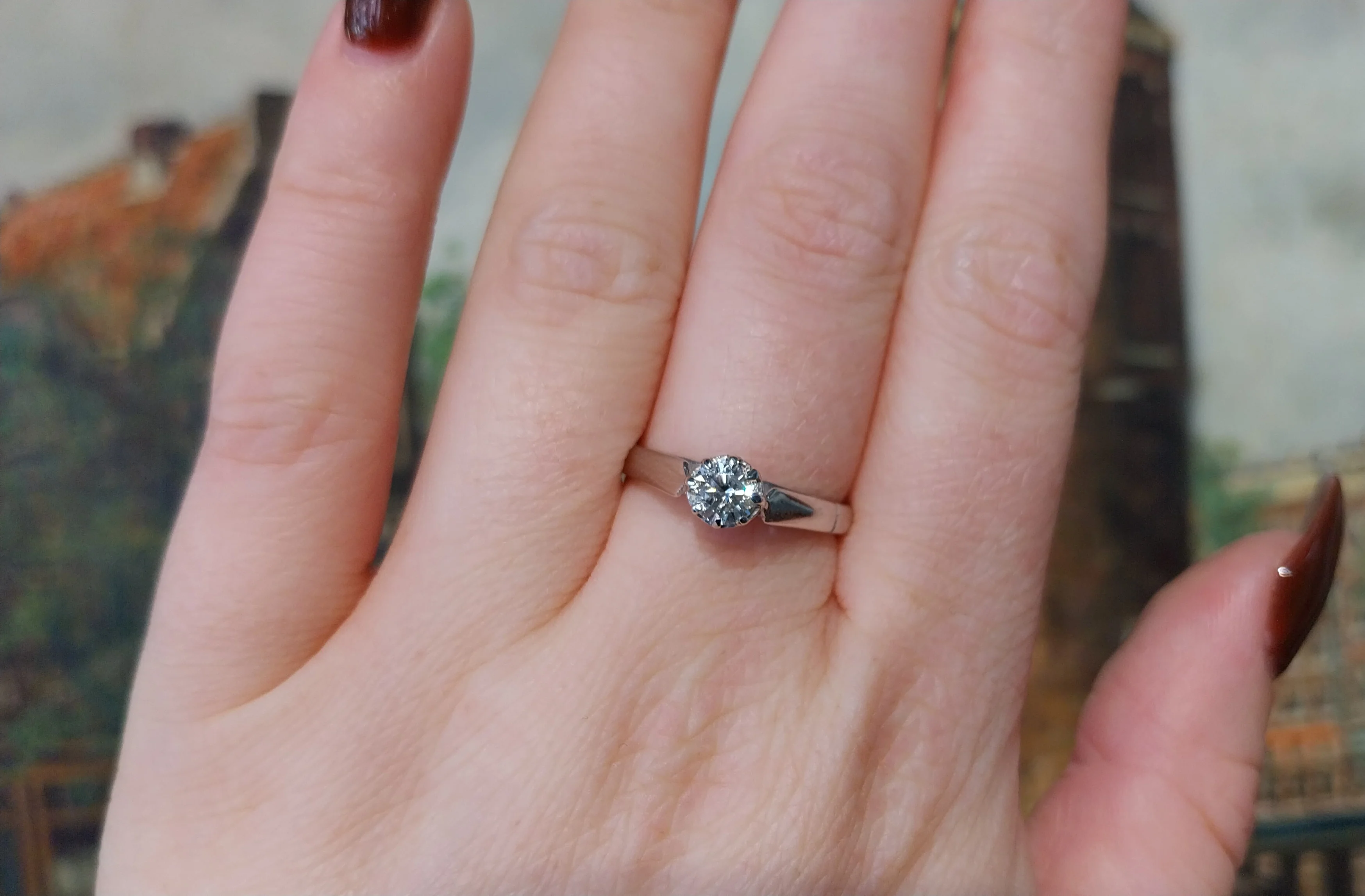 White gold diamond solitaire ring - Image 6